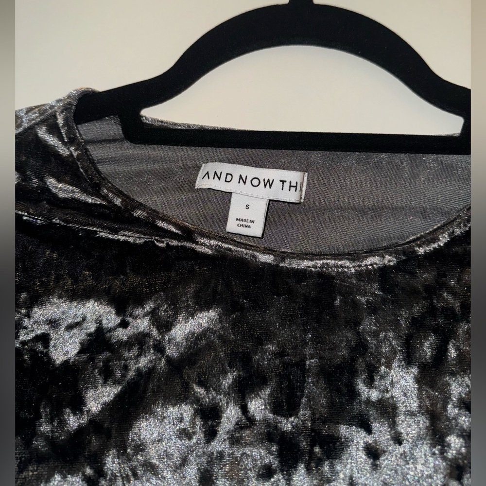Crushed velvet grey long sleeve body suit